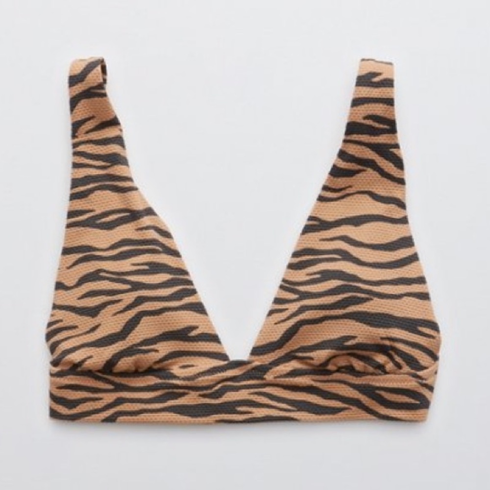 American Eagle aerie triangle animal print pique, bathing suit top